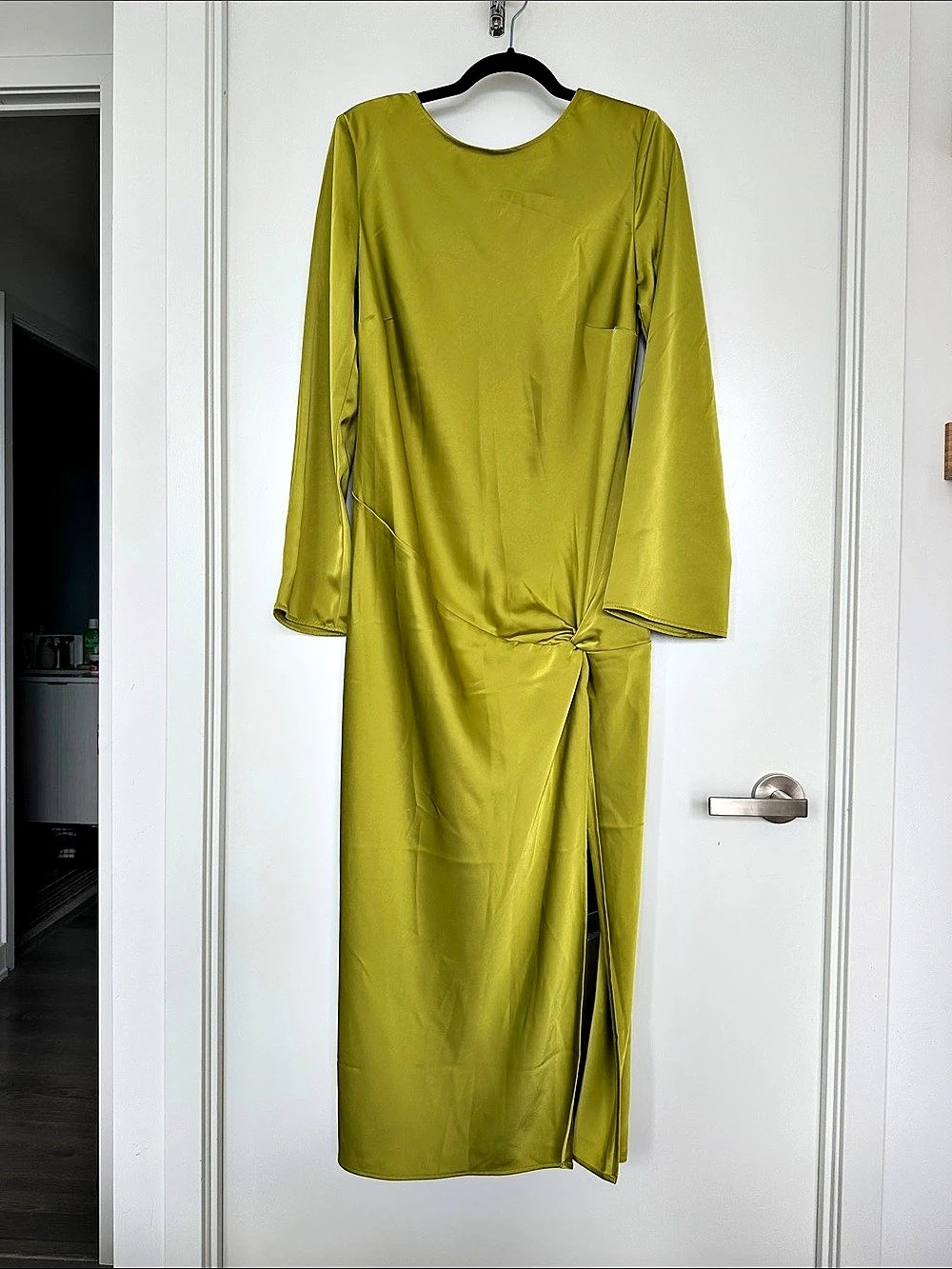 H&M Chartreuse Knot Detail Maxi Dress